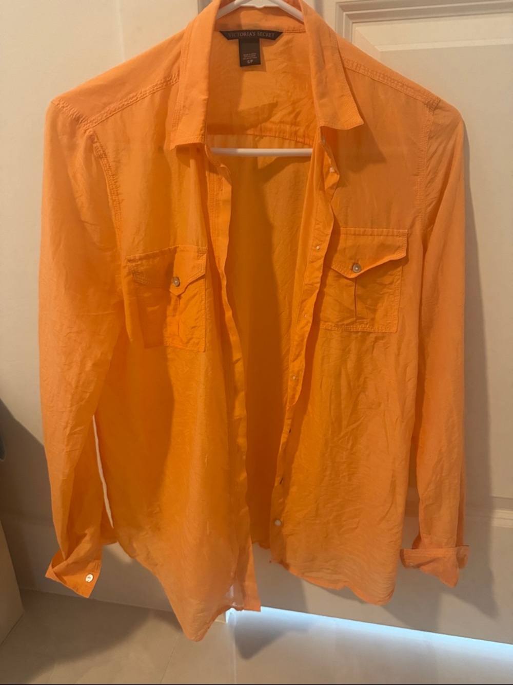 Victoria's Secret Women’s Bright Orange Lightweight Shirt